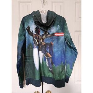 Star Wars Jacket Boba Fett Flying Men's Medium Sublimated Full Zip Hoodie EUC